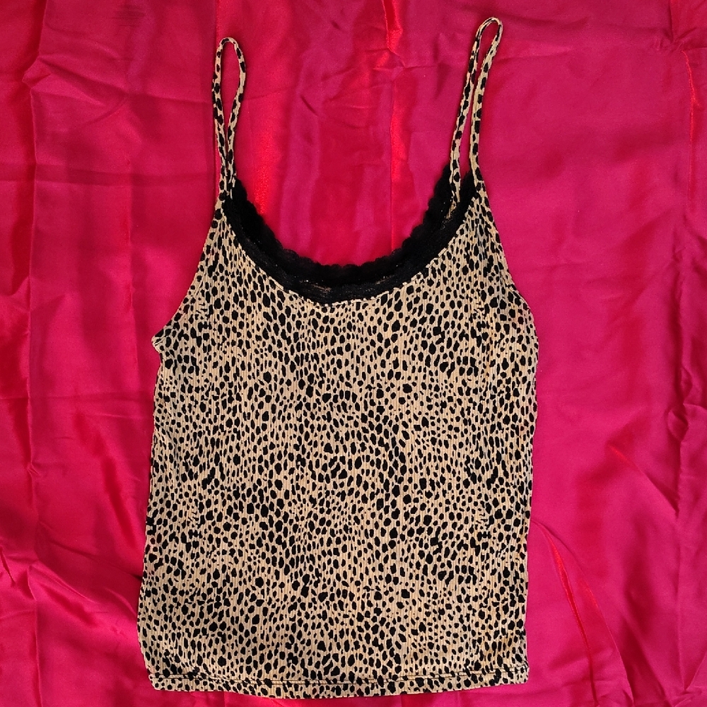 American Eagle Outfitters Leopard Print Cami with Black Lace
